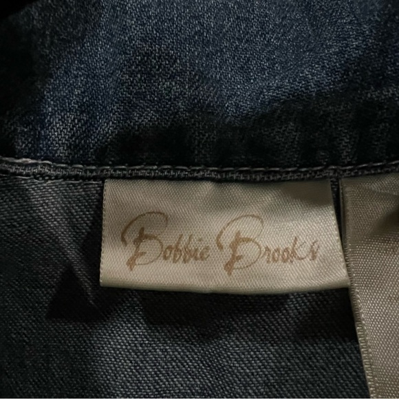 Bobbie Brooks denim jean vest shirt embroidered collar button down L. - Picture 7 of 14